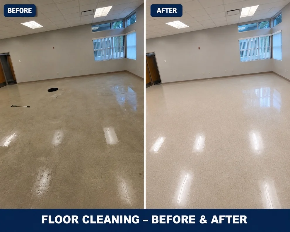 Before and after a commercial floor-care project