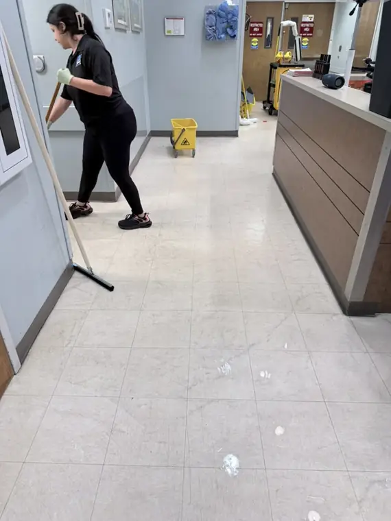Floor care in progress