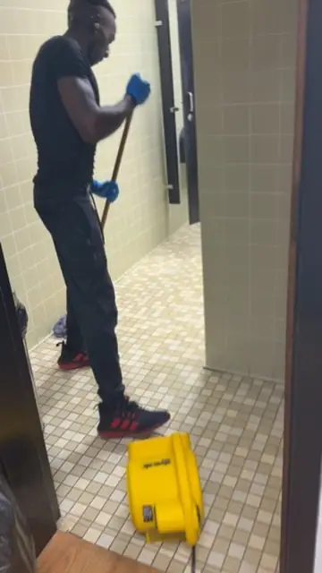 Restroom floor cleaning